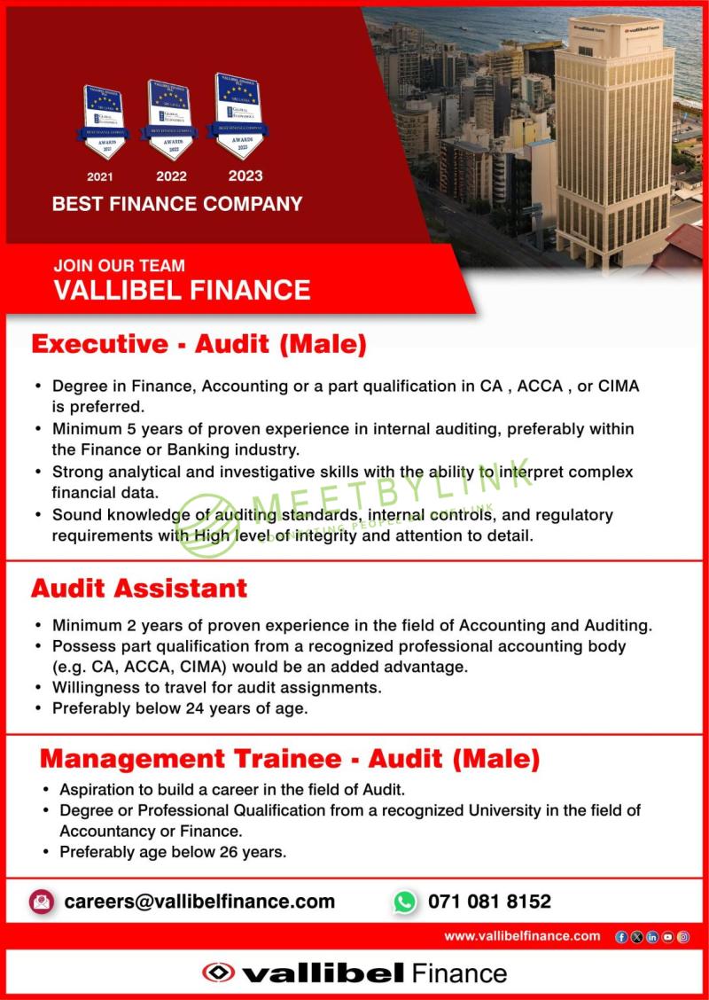 Executive-Audit (Male)/Audit Assistant/Management Trainee-Audit (Male)