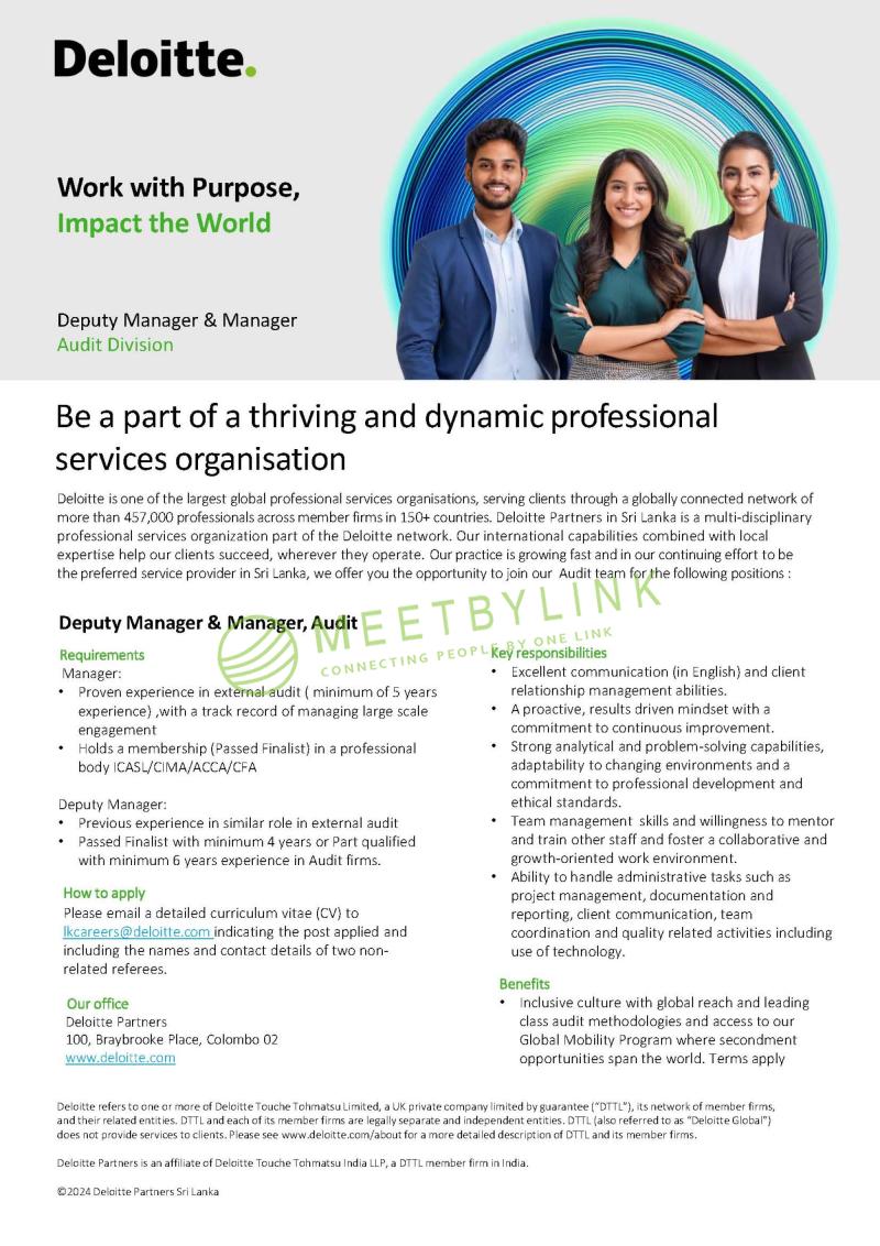 Deputy Manager & Manager - Audit 