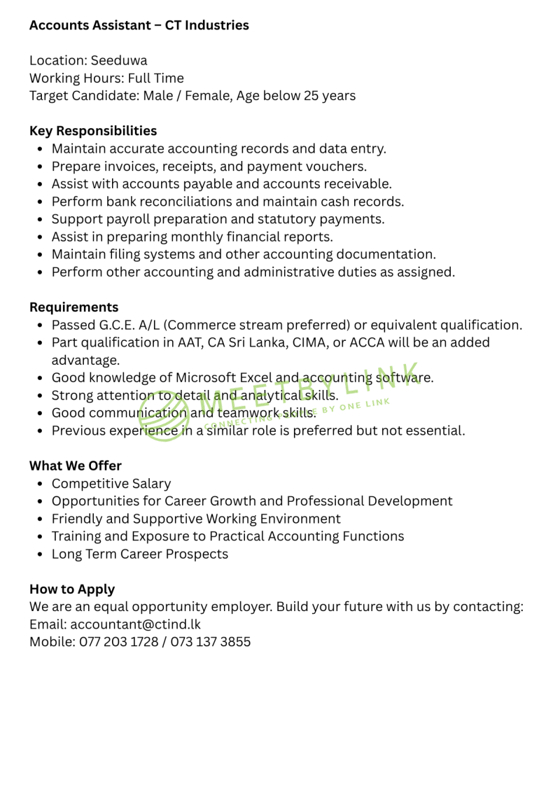 Accounts Assistant