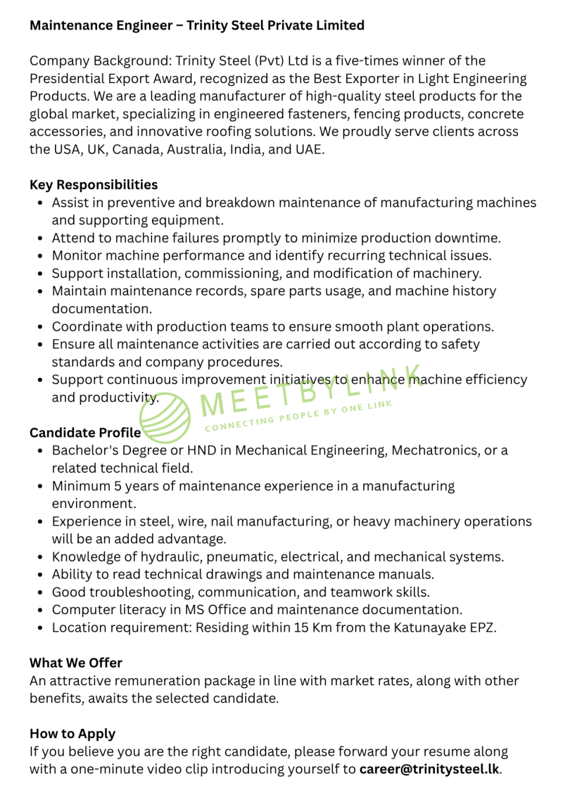 Maintenance Engineer