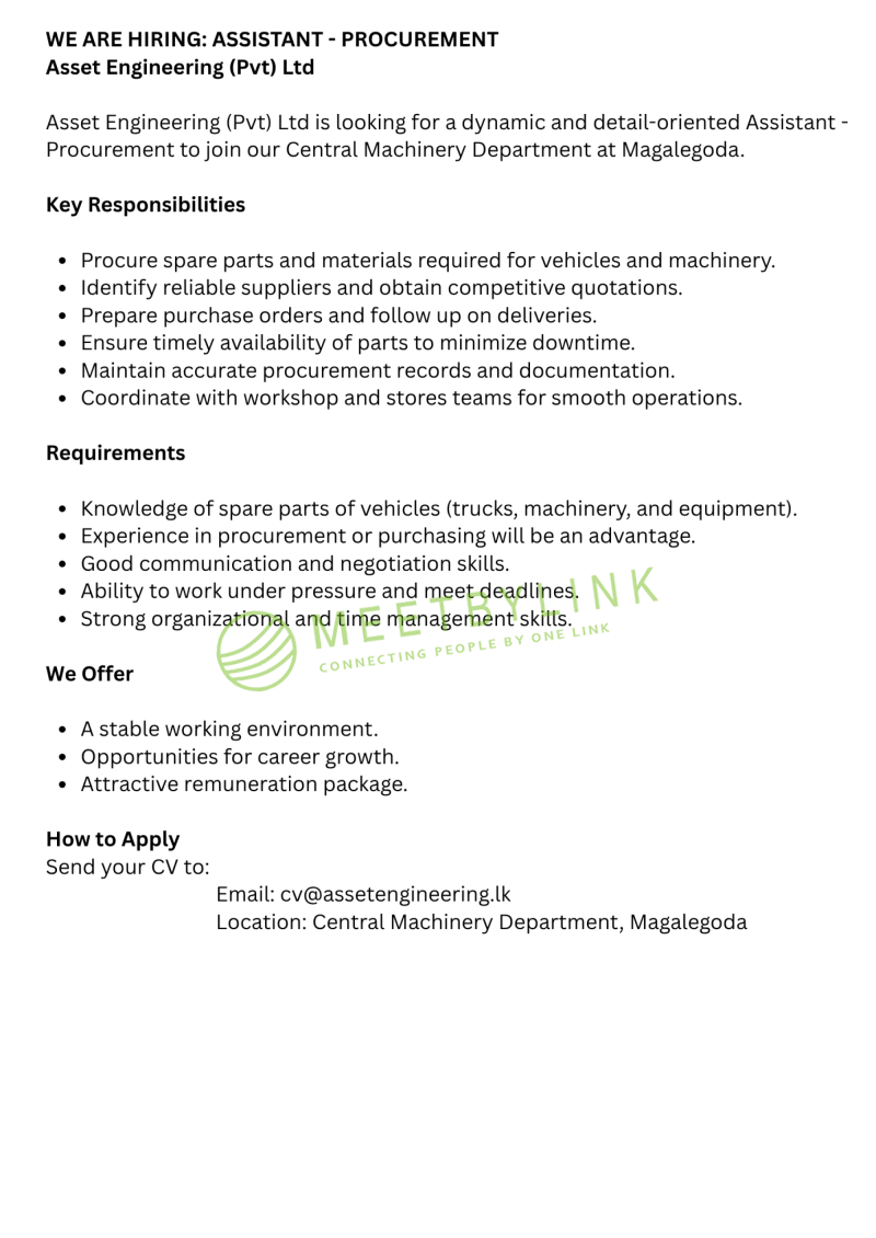 ASSISTANT - PROCUREMENT