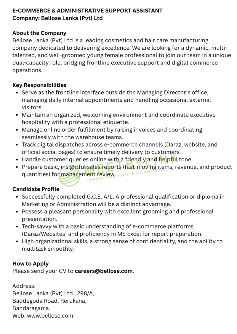 E-COMMERCE & ADMINISTRATIVE SUPPORT ASSISTANT