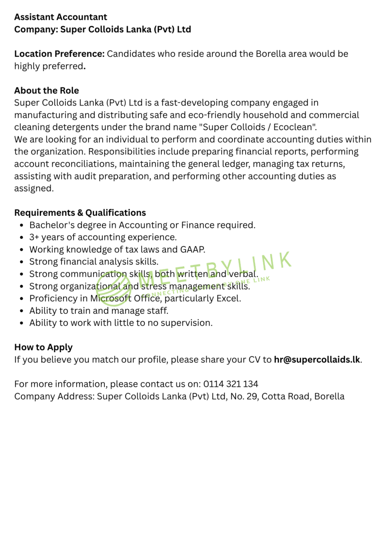 Assistant Accountant