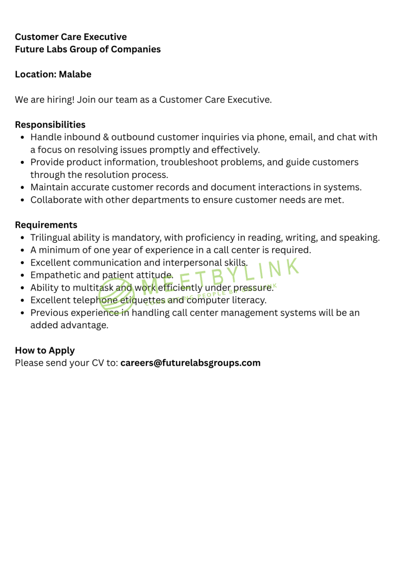 Customer Care Executive