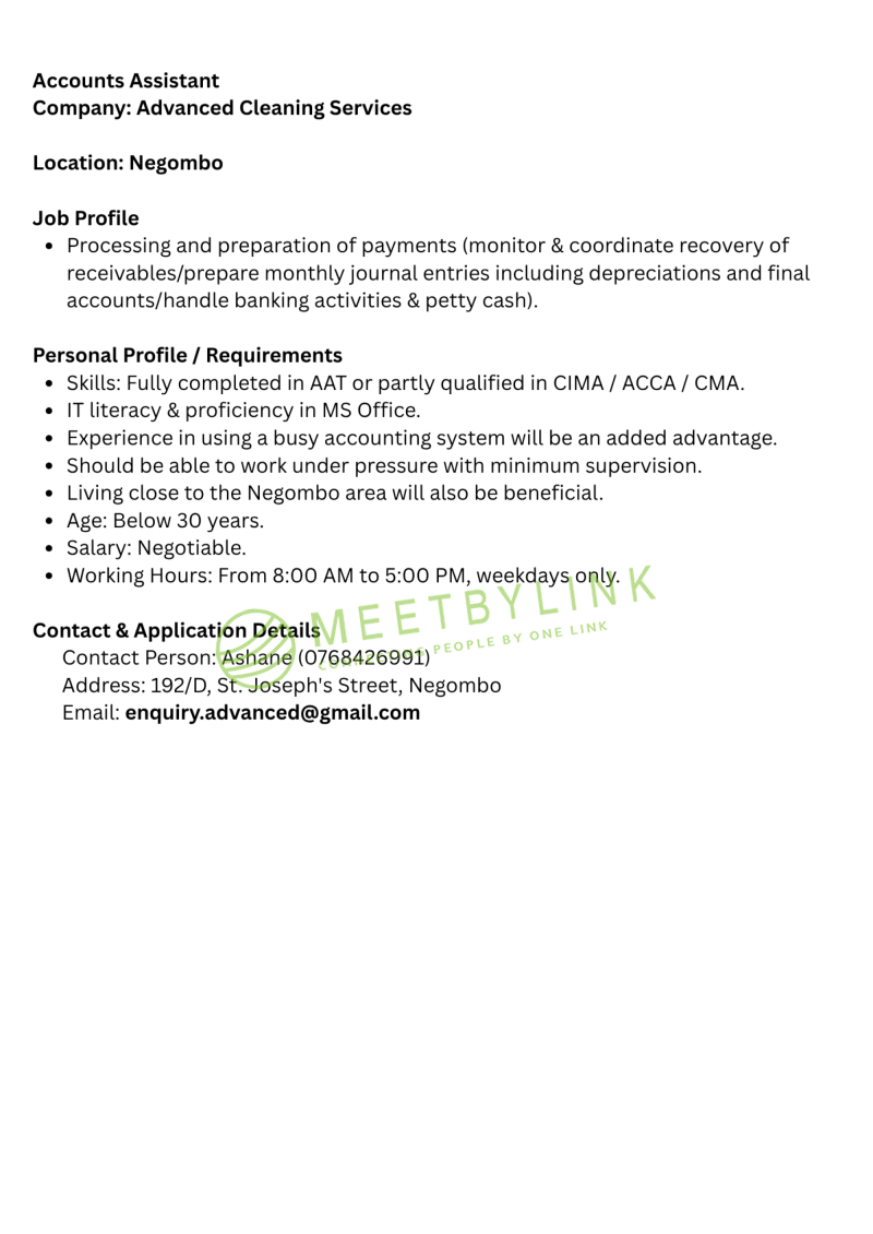 Accounts Assistant