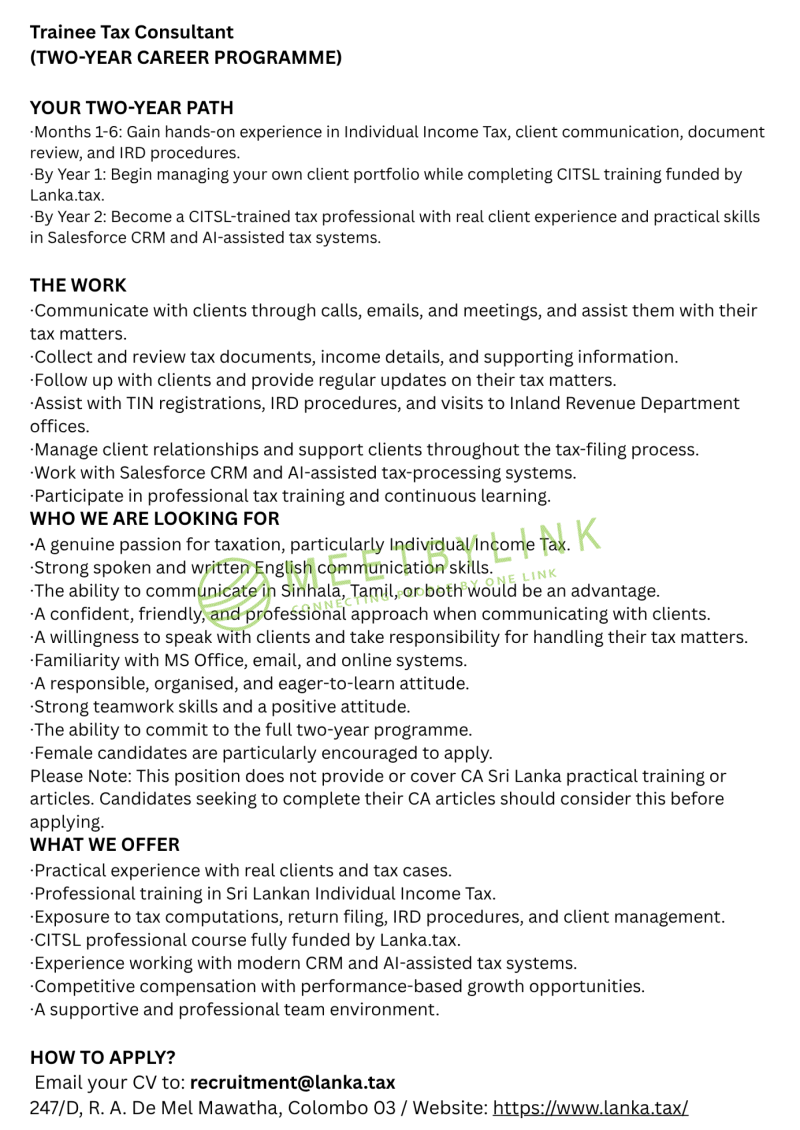Trainee Tax Consultant
