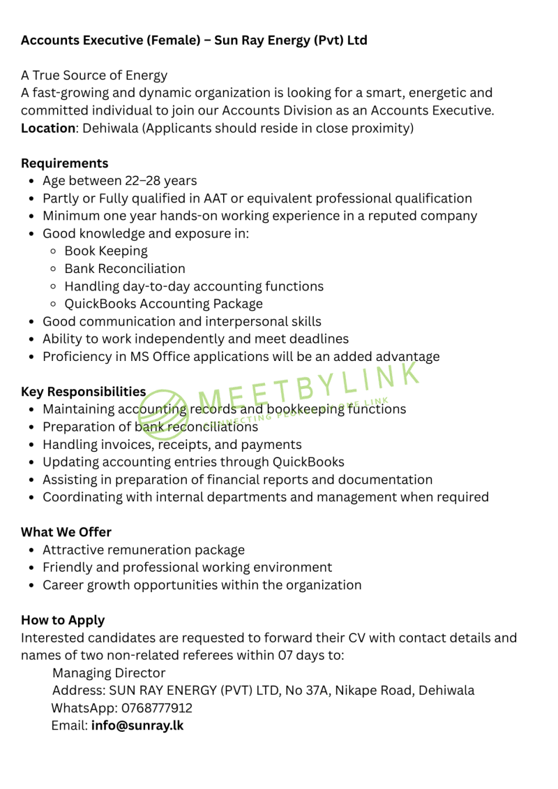 Accounts Executive (Female)