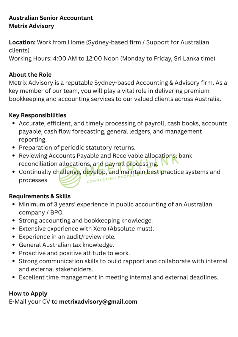 Australian Senior Accountant