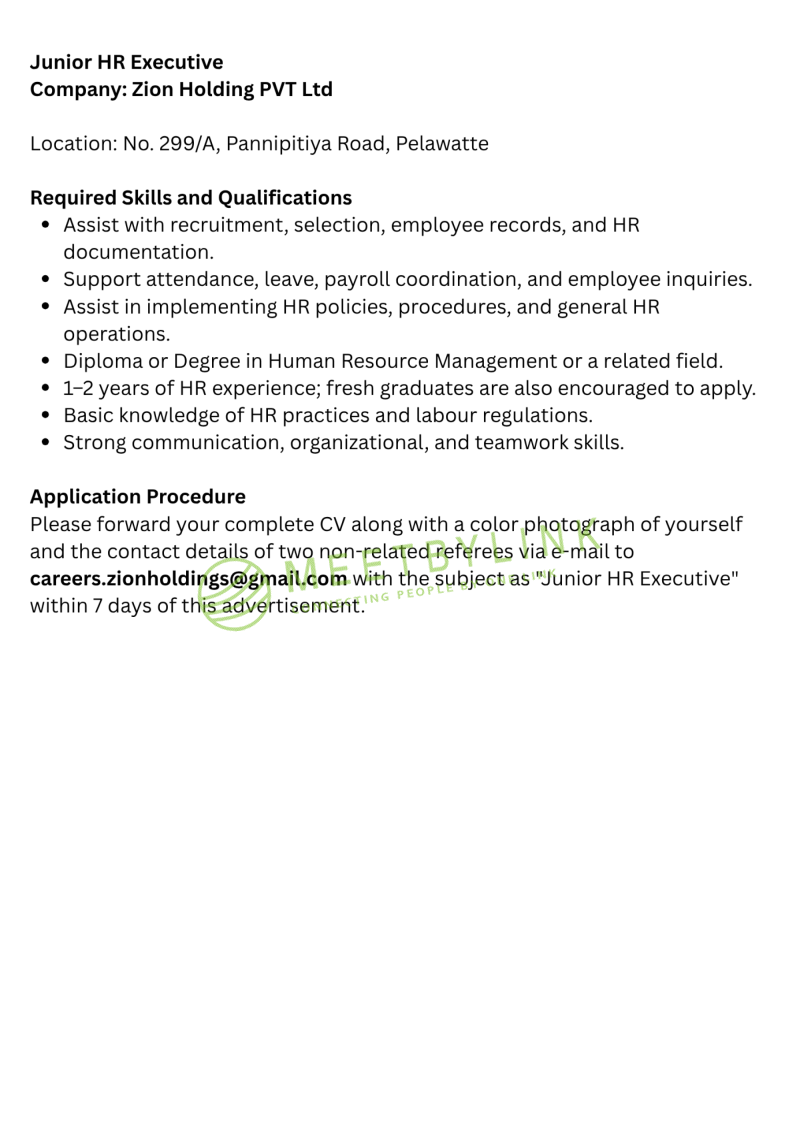 Junior HR Executive