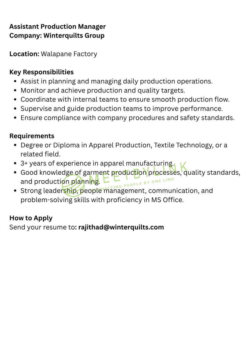 Assistant Production Manager