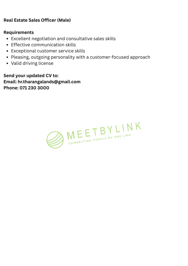 Real Estate Sales Officer (Male)
