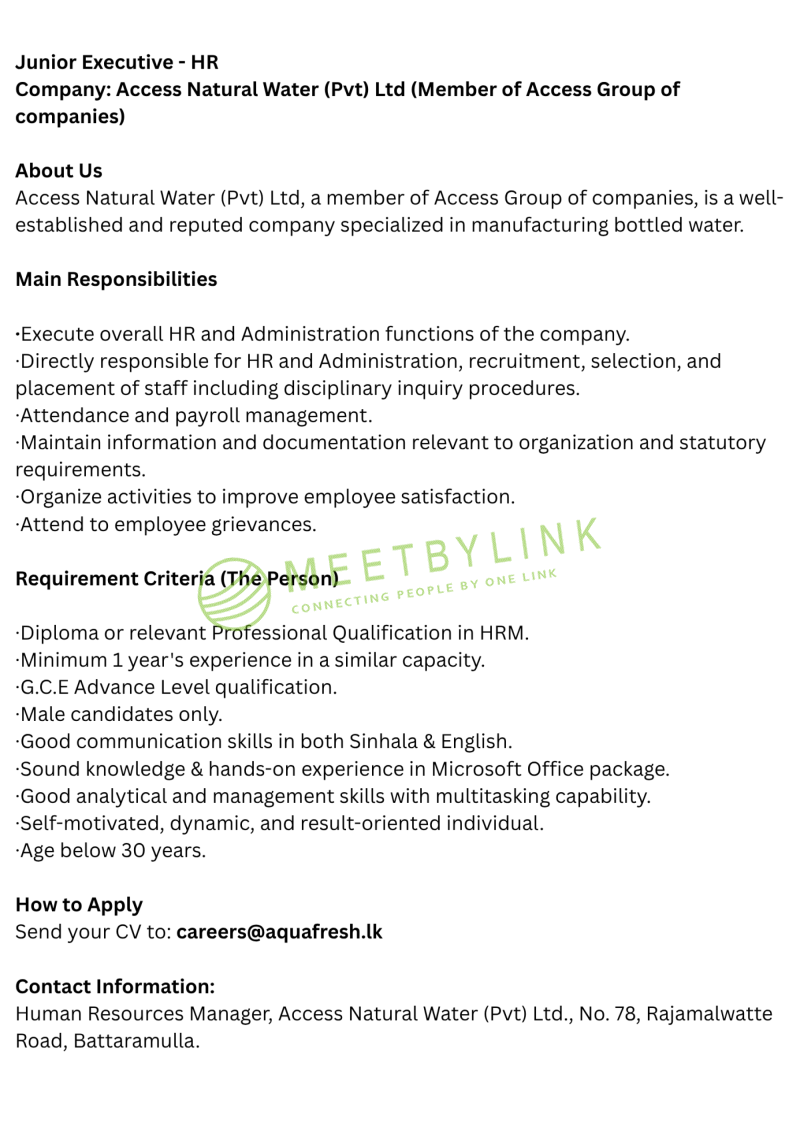 Junior Executive - HR