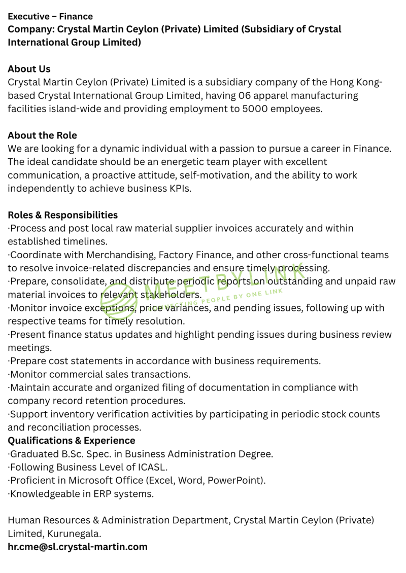 Executive – Finance
