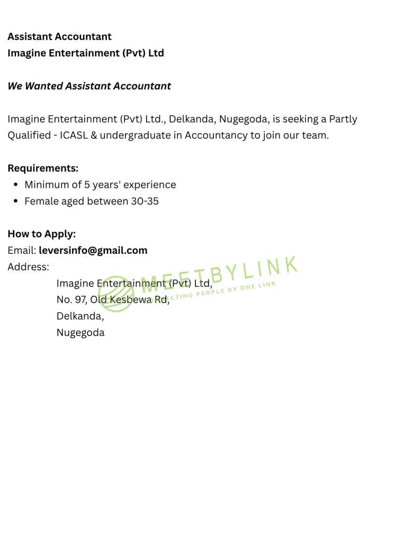 Assistant Accountant 