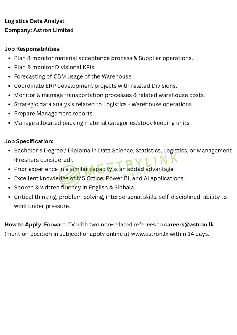 Logistics Data Analyst