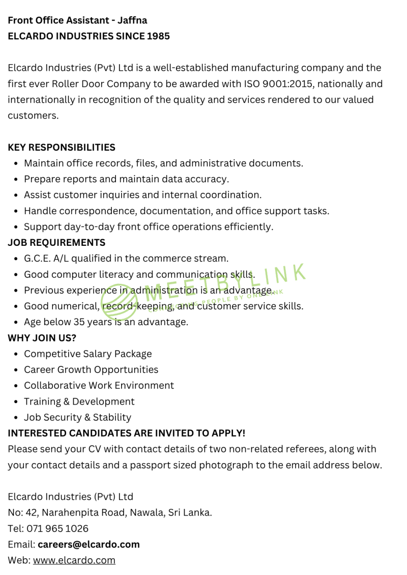 Front Office Assistant 