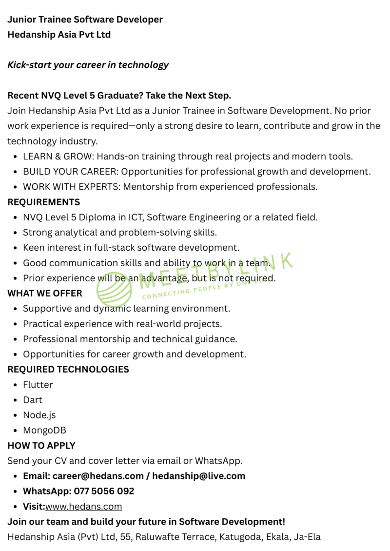 Junior Trainee Software Developer