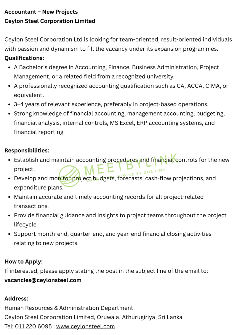 Accountant – New Projects