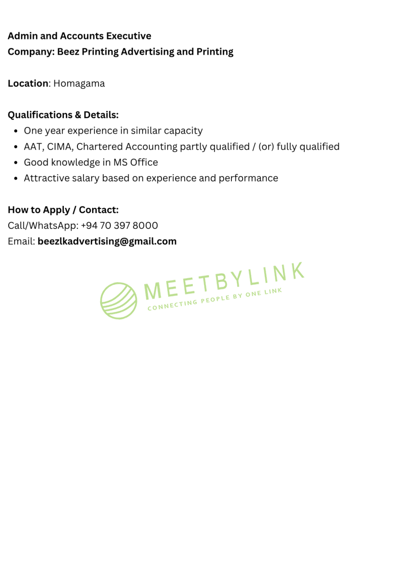 Admin and Accounts Executive